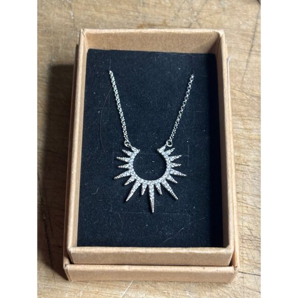 Sunburst Crystal Pendant Necklace With 17" Chain - Picture 1 of 9
